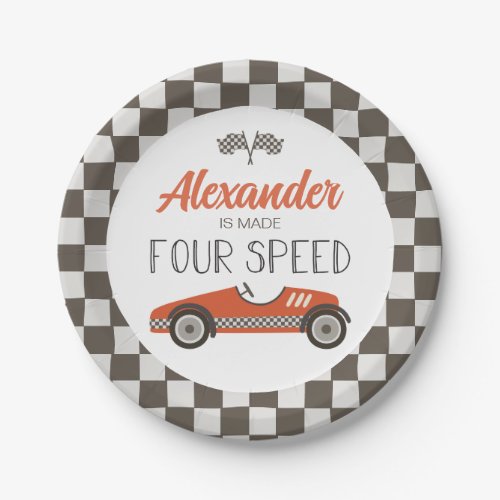 Vintage Race Car made FOUR Speed Birthday Paper Pl Paper Plates
