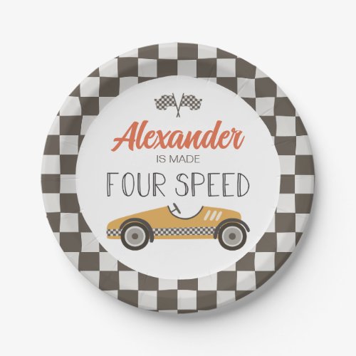 Vintage Race Car made FOUR Speed Birthday Paper Plates