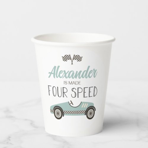 Vintage Race Car made FOUR Speed Paper Cups