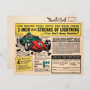 Vintage Race Car Mail Order Postcard