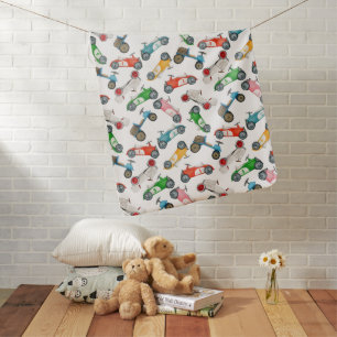 Vintage Race Car Pattern Baby Blanket