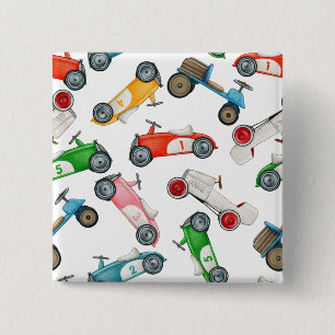 Vintage Race Car Pattern Button