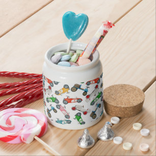 Vintage Race Car Pattern Candy Jar