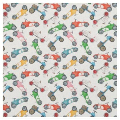 Vintage Race Car Pattern Fabric