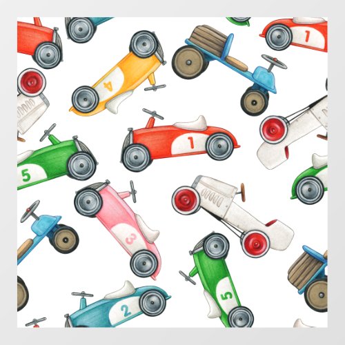 Vintage Race Car Pattern Wall Decal