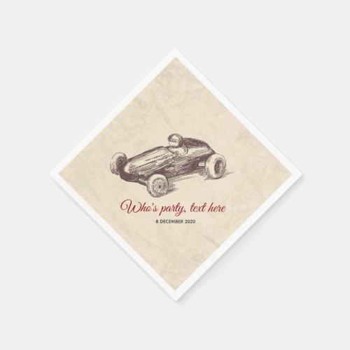 vintage race car  racer Cocktail Paper Napkins