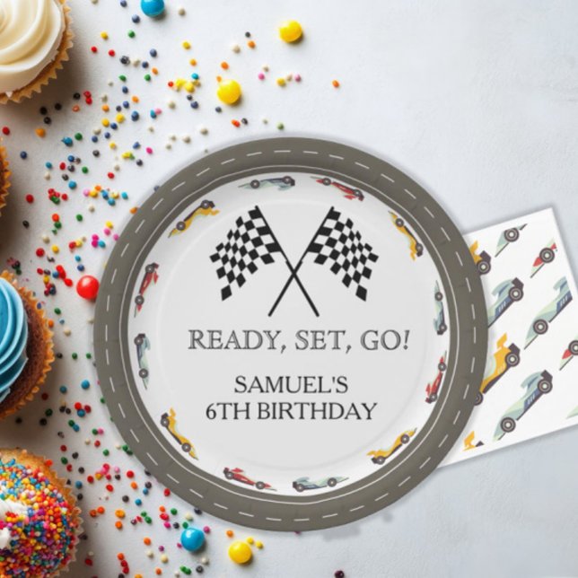 Vintage Race Car Ready Set Go  Paper Plates (Creator Uploaded)