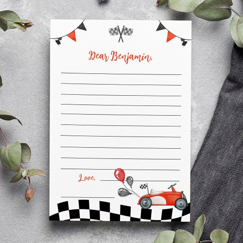 Vintage Race Car Time Capsule Note Message Card