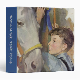Vintage Race Horse, Blue Ribbon Winner with a Boy 3 Ring Binder
