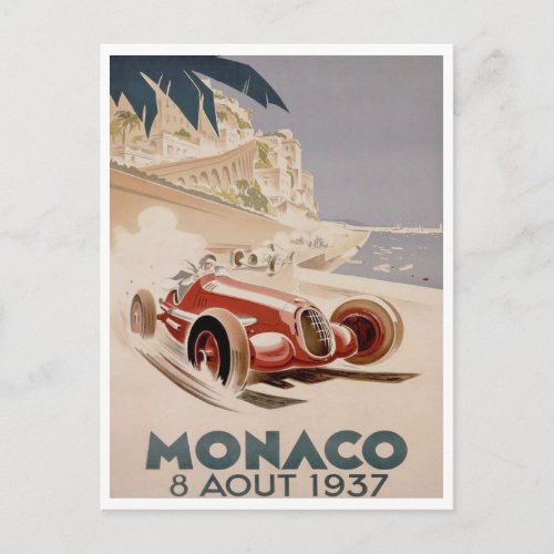 Vintage Racing _1937 Monaco Grand Prix  Postcard