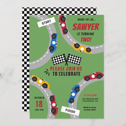 Vintage Racing Car Birthday Party  Invitation