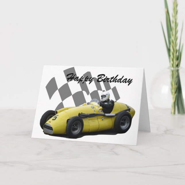 Vintage Racing Car Happy Birthday 5 Card (Front)