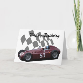 Vintage Racing Car Happy Birthday 7 Card