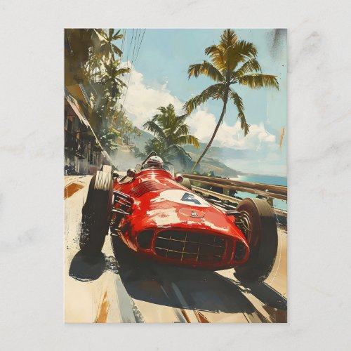 Vintage racing car in Cuba Postcard