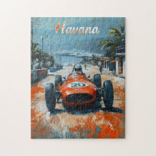Vintage racing car in Havana artful Jigsaw Puzzle