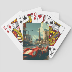Vintage racing car in Las Vegas Poker Cards