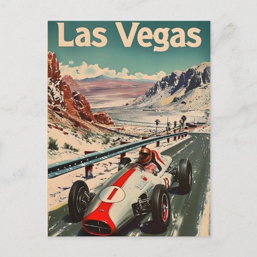 Vintage Racing Car in Las Vegas  Postcard