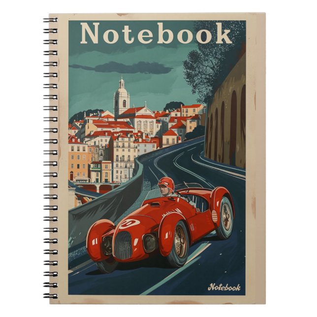 Vintage racing car in Lisbon Notebook (Front)