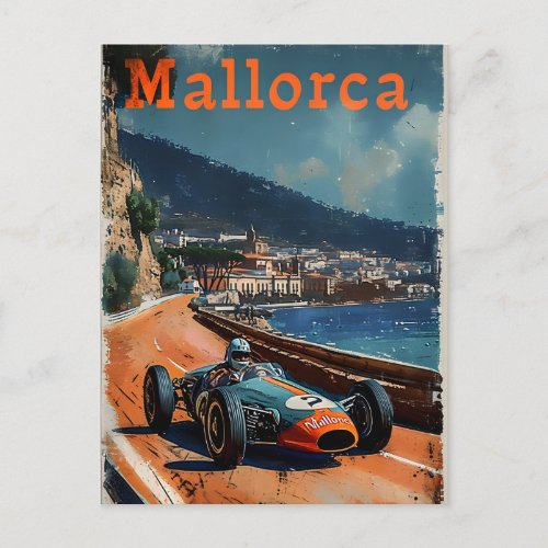 Vintage racing car in Mallorca Postcard