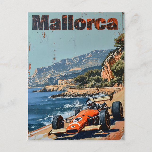 vintage racing car in Mallorca Postcard (Front)