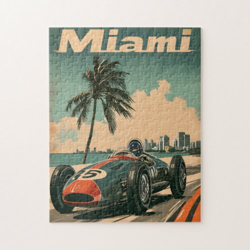 Vintage Racing Car in Miami  Jigsaw Puzzle