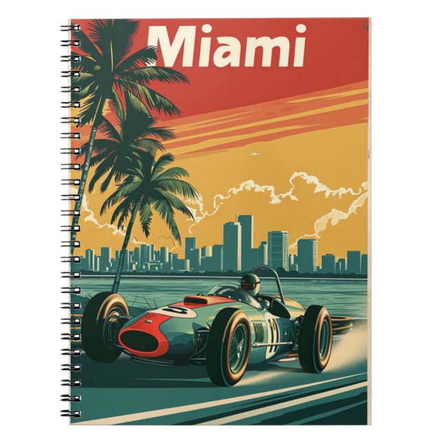 Vintage Racing Car in Miami Notebook (Front)