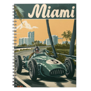Vintage Racing Car in Miami Notebook