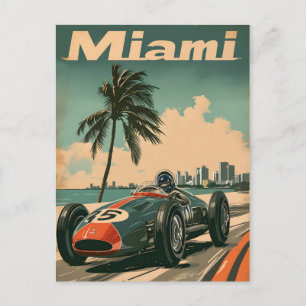 Vintage Racing Car in Miami Postcard