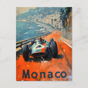 Vintage racing car in Monaco art Postcard