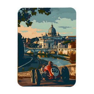 Vintage Racing Car in Rome Magnet
