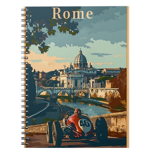 Vintage Racing Car in Rome Notebook (Front)