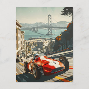 Vintage racing car in San Francisco Postcard