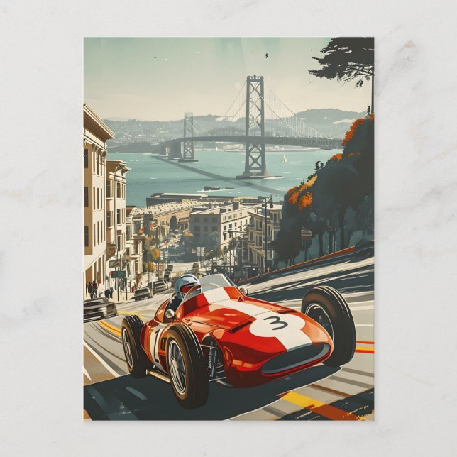 Vintage racing car in San Francisco Postcard (Front)
