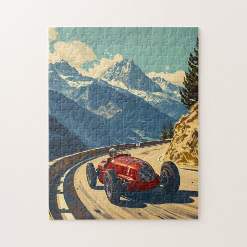 Vintage Racing Car in the alps  Jigsaw Puzzle