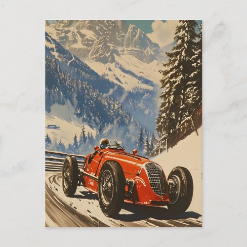 Vintage Racing Car in the alps Postcard