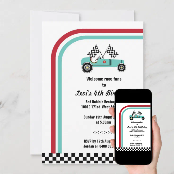 Vintage Racing Car Invitation Zazzle
