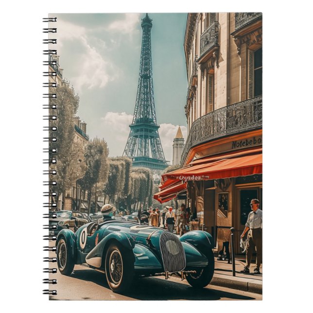 Vintage Racing Car Paris Notebook (Front)