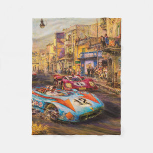 Vintage Racing Cars Automobile Race Fleece Blanket