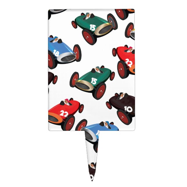 Vintage Racing Cars Cake Topper (Front)