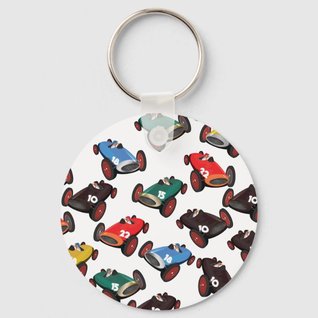 Vintage Racing Cars Keychain (Front)