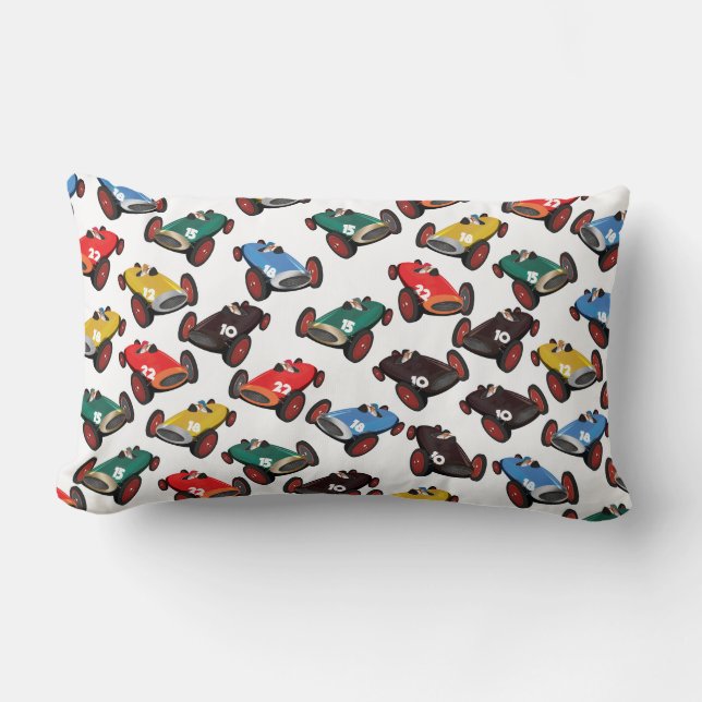 Vintage Racing Cars Lumbar Pillow (Front)