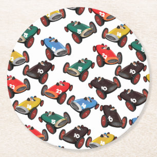 Vintage Racing Cars Round Paper Coaster