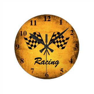 Vintage Racing Flags Wall Clock