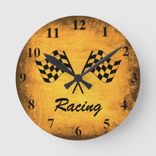 Vintage Racing Flags Wall Clock