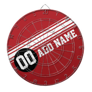 Vintage Racing Stripes - Red and Black Dartboard With Darts