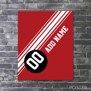 Vintage Racing Stripes - Red and Black Poster