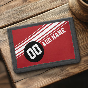 Vintage Racing Stripes - Red and Black Trifold Wallet