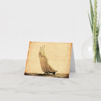 Vintage Racing Yacht Note Card by duhlar at Zazzle