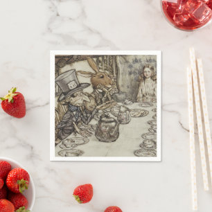 Vintage Rackham Mad Tea Party Alice in Wonderland Napkins