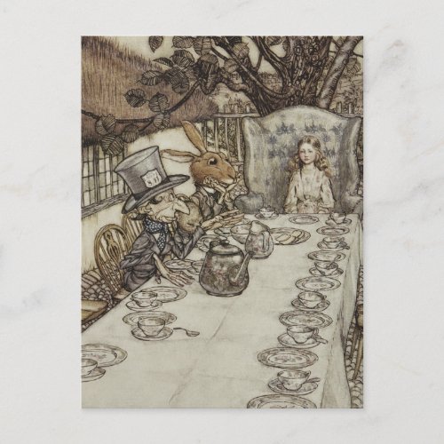 Vintage Rackham Mad Tea Party Alice in Wonderland Postcard